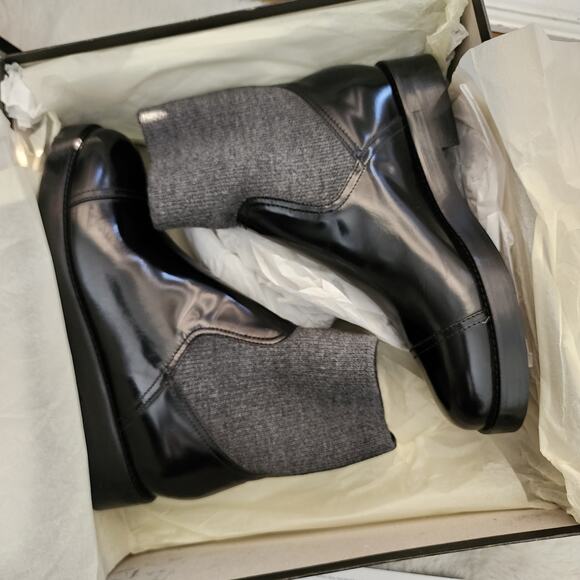 NEW J. Crew Rib-Cuff Chunky Ankle Boots Italian Leather Black Size 10.5 - Picture 10 of 13